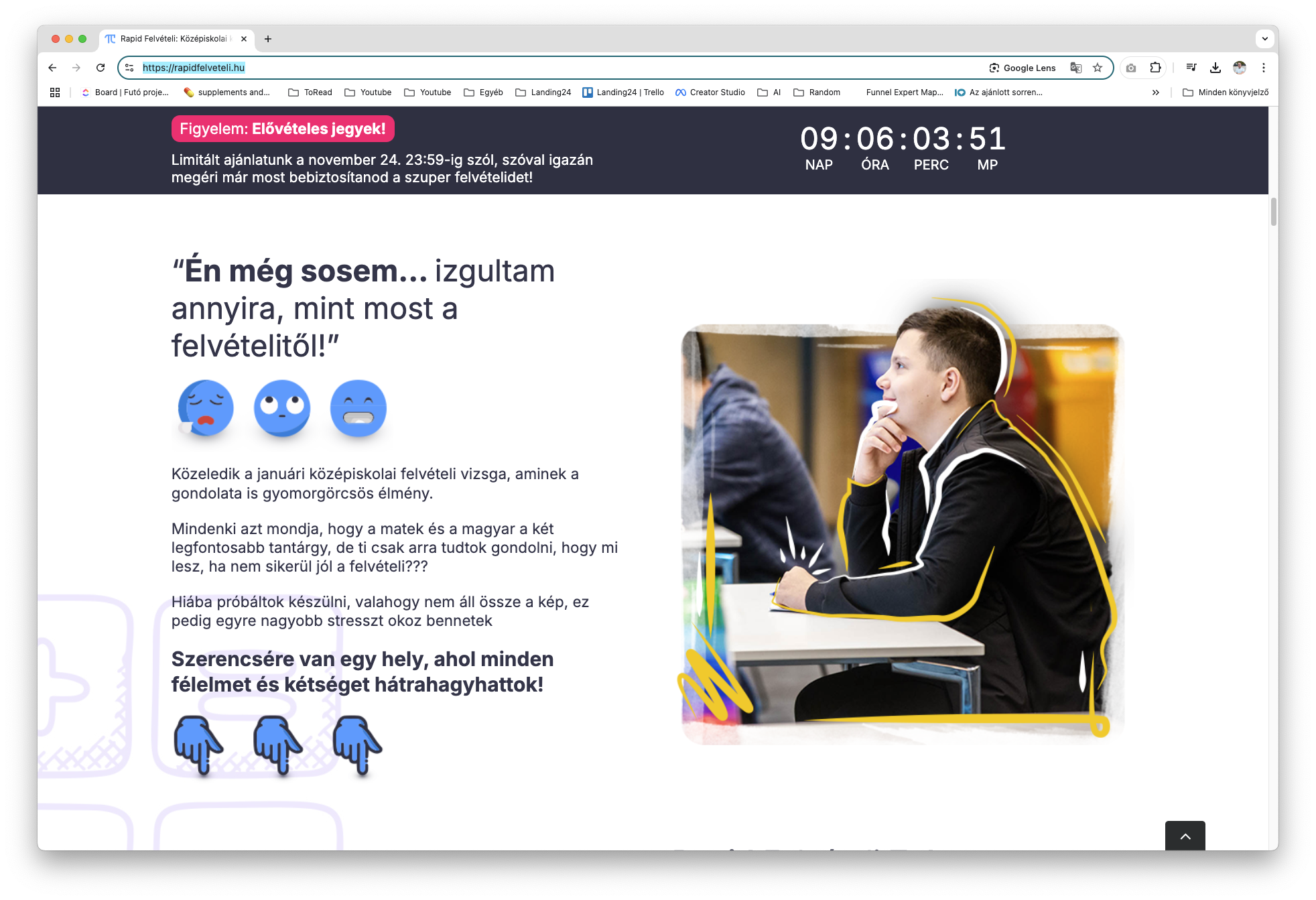 Egy valóban hatékony Landing érzelmi húrokat pengető szöveggel készül