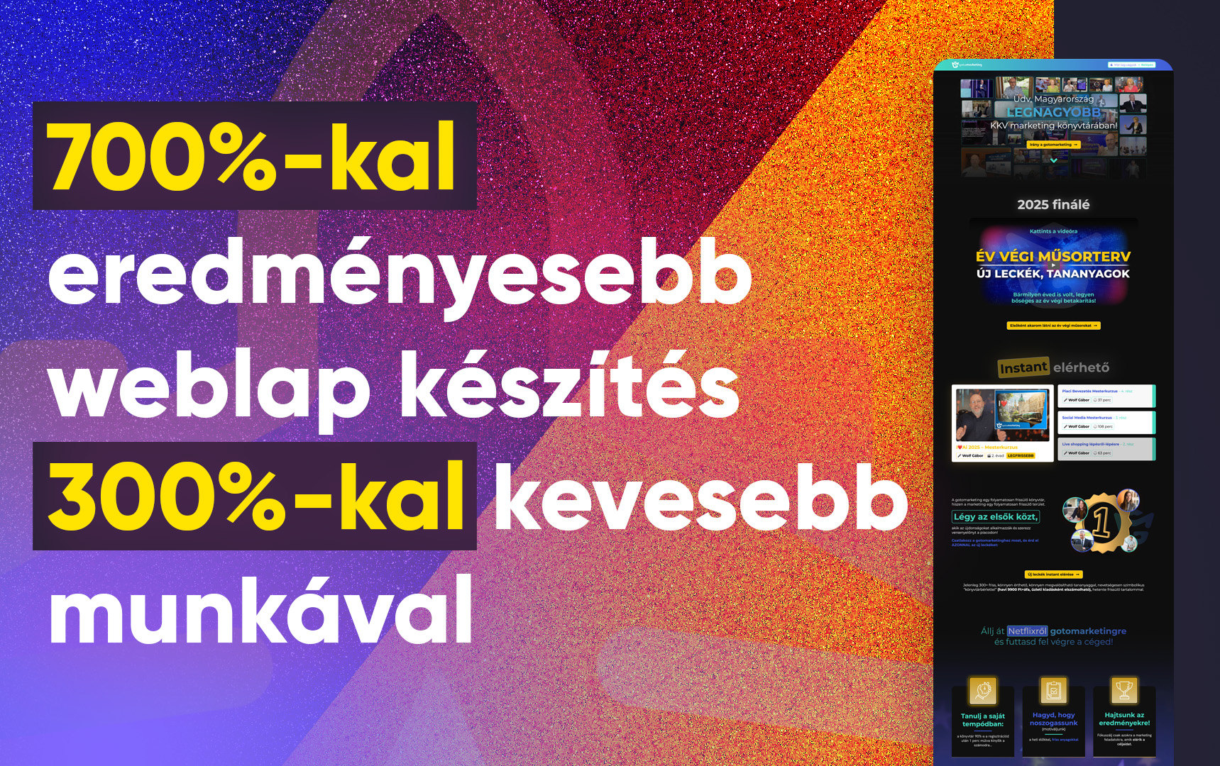 700%-kal eredményesebb weblap készítés 300%-kal kevesebb munkával