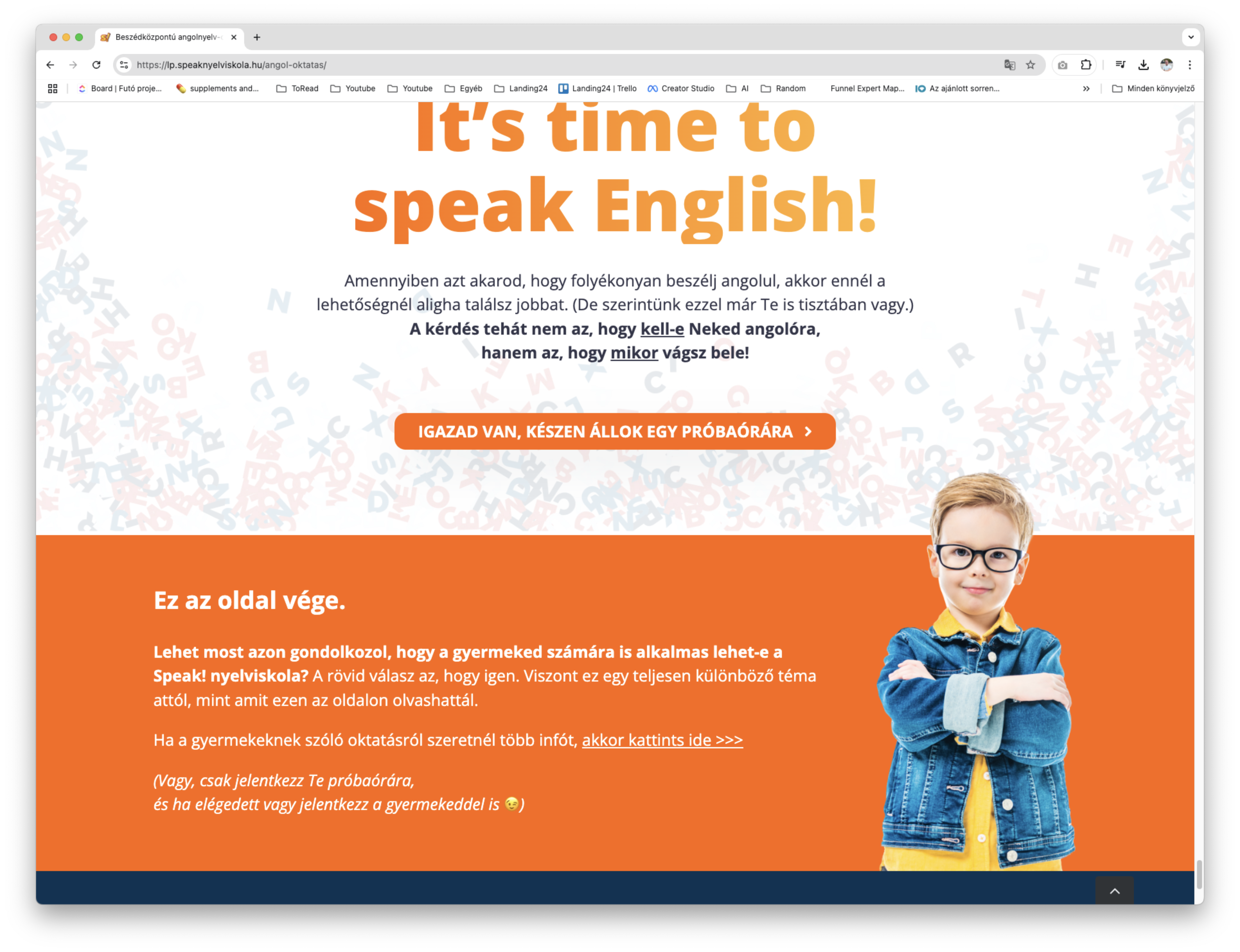 A Lading oldalon a figyelem egyetlen, jól körülhatárolt cselekvésre irányul