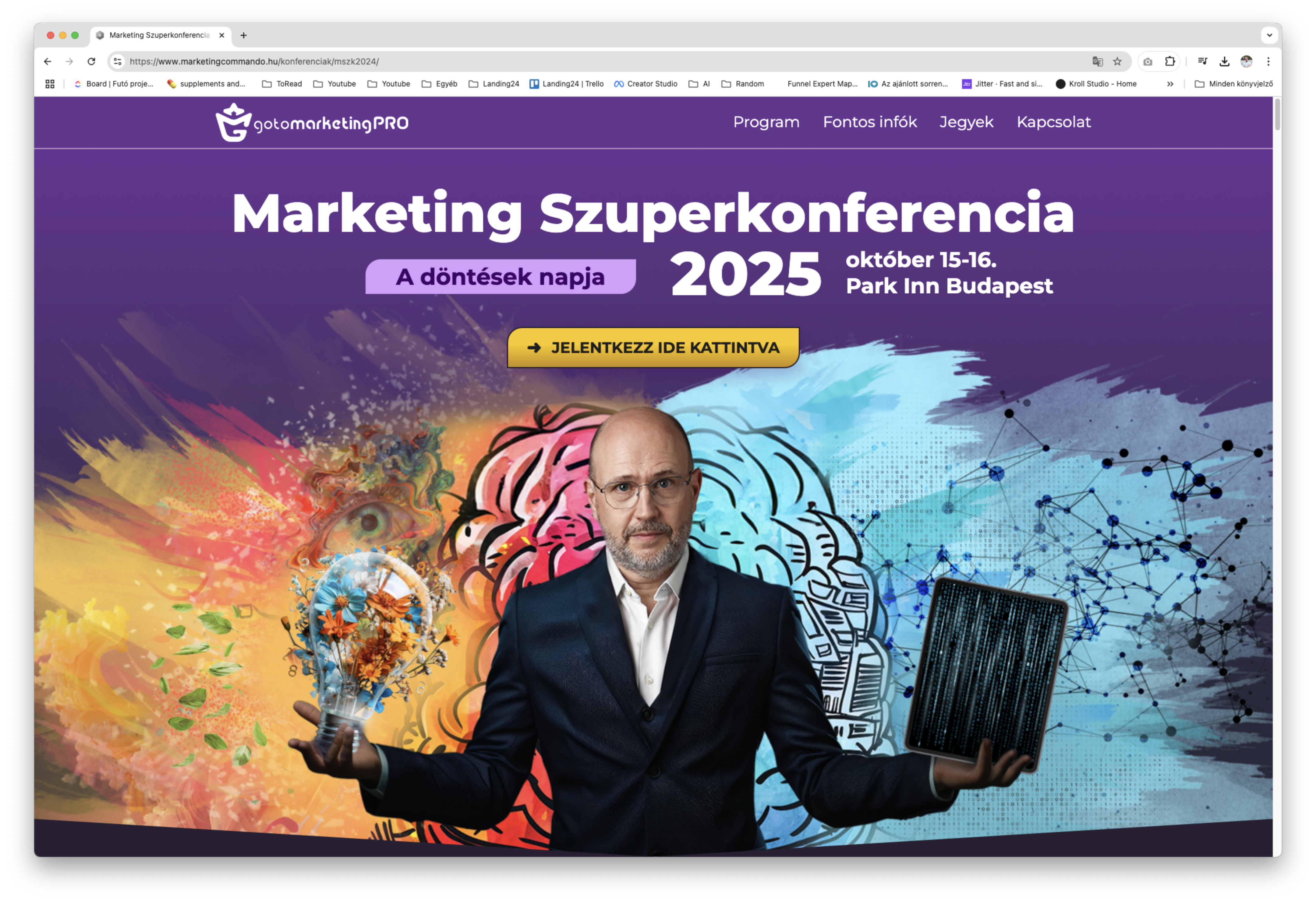 A látvány legyen letisztult: nagy kép vagy illusztráció, erős CTA gomb