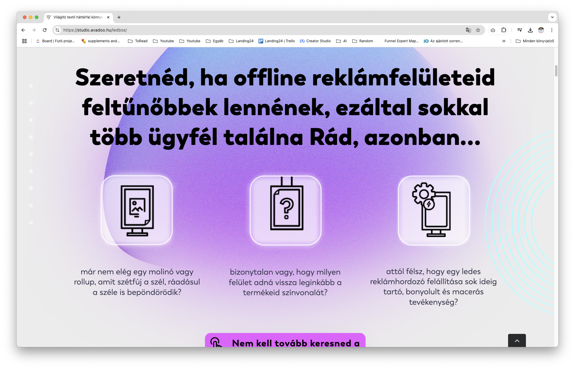 A probléma blokk kérdései segítenek, hogy a látogató magára ismerjen