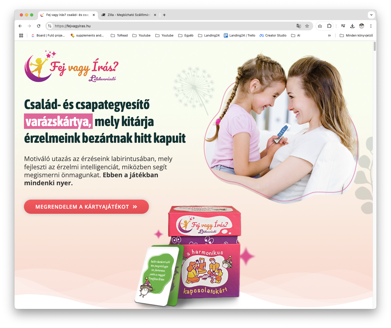 A weboldal felépítése nem termékbemutató, hanem érzéseket ébresztő folyamat