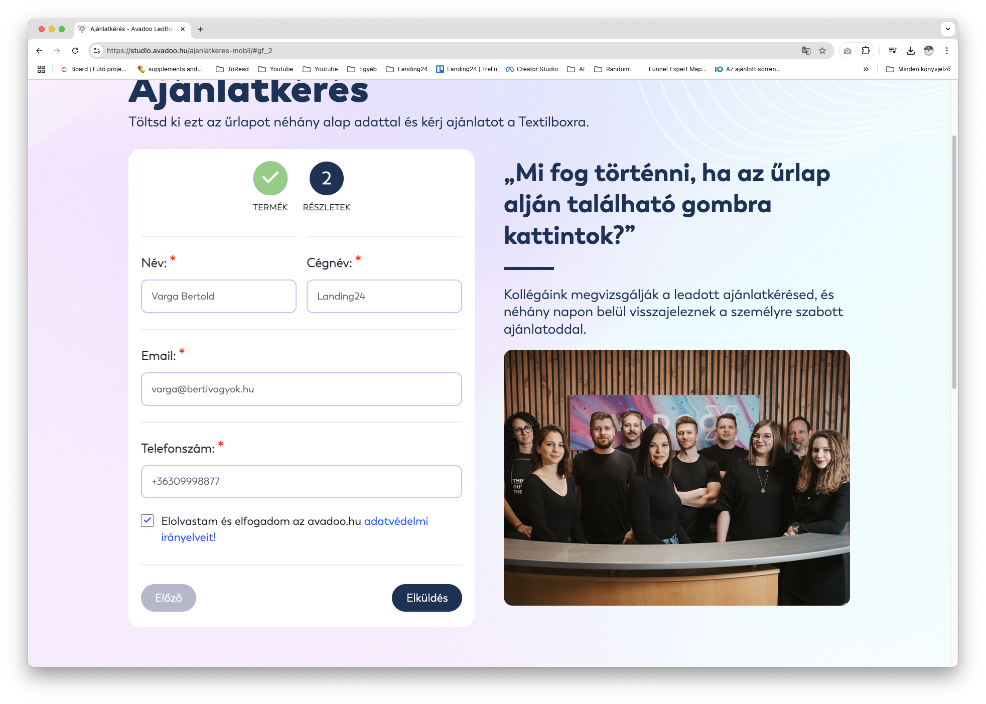 Az ajánlatkérő űrlapot nem érdemes túlbonyolítani